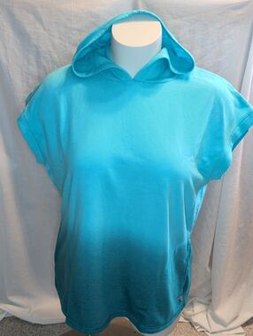 Sweatshirt Top 26/28 4X Blue Ombre Hoodie Short Sleeve French Terry LIVI Active